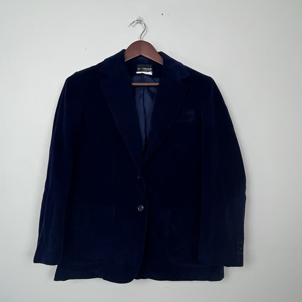 Russ Togs Vintage Blue Corduroy‎ Blazer Jacket Womens Size 12 Cotton 2 Button